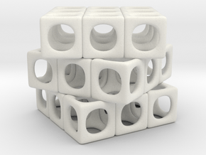 Rounded Cube in White Natural Versatile Plastic
