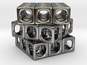 Rounded Cube in Polished Silver