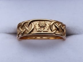 Scottish Thistle Ring in Polished Bronze: 8 / 56.75