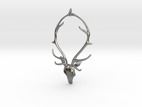 Staghead Pendant in Polished Silver