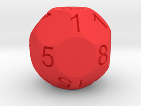 D17 Sphere Dice numbered from 0 to 16 in Red Processed Versatile Plastic
