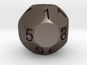 D17 Sphere Dice numbered from 0 to 16 in Polished Bronzed Silver Steel