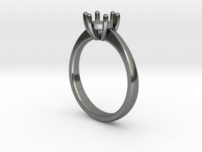 Solitaire ring in Fine Detail Polished Silver: 6.5 / 52.75