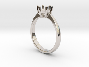 Solitaire ring in Rhodium Plated Brass: 6.5 / 52.75