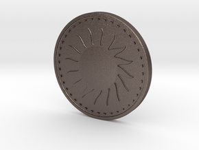 Coin of the Sun in Polished Bronzed Silver Steel