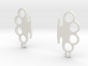 Knuckle-Duster - Earrings in White Natural Versatile Plastic