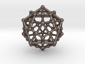 Dodecahedron - Icosahedron in Polished Bronzed Silver Steel