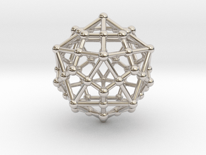 Dodecahedron - Icosahedron in Rhodium Plated Brass