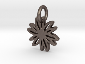 Daisy Pendant/Charm - 24mm, 20mm, 16mm, 12mm in Polished Bronzed Silver Steel: Small