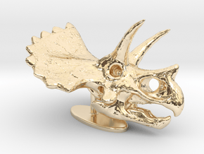 Triceratops Skull in 14k Gold Plated Brass: Small