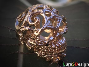 Steampunk Skull filigree in Natural Brass: Small