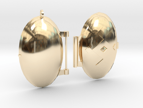 Diamond-Patterned Locket in 14k Gold Plated Brass