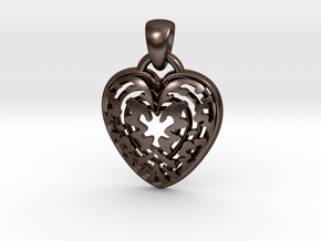 ButterFly Heart Pendant in Polished Bronze Steel