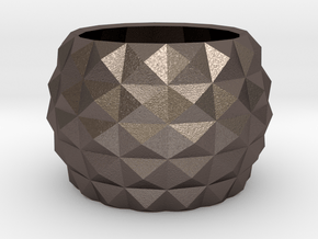 Modern round planter in Polished Bronzed Silver Steel