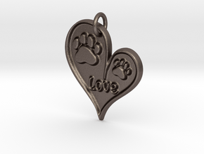 Pet Love Pendant in Polished Bronzed Silver Steel