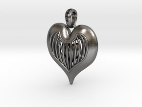 Heart In Cage - Valentine's Day in Polished Nickel Steel