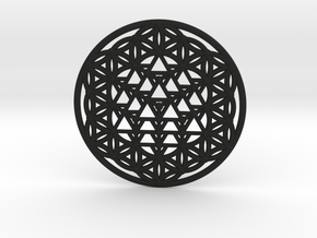 64 Tetrahedron Grid - Flower of life in Black Natural Versatile Plastic