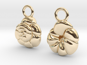 Ammonia tepida Earrings - Science Jewelry in 14K Yellow Gold