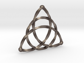 Triqeutra Celtic Knot - Large in Polished Bronzed Silver Steel
