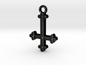 Inverted Cross Charm in Matte Black Steel