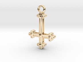 Inverted Cross Charm in 14K Yellow Gold