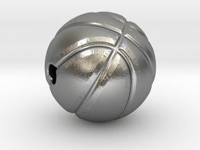 Necklace Pendant Basket Ball in Natural Silver: Large
