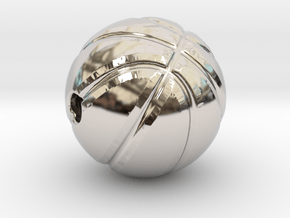 Necklace Pendant Basket Ball in Platinum: Large