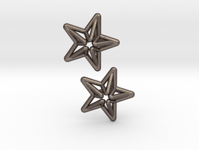 Star Cufflink in Polished Bronzed Silver Steel