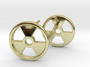 Nuclear Hazard Earrings in 18k Gold Plated Brass