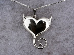 Devil Heart in Polished Silver