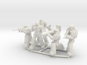 Diaclone Combat Squad, 5 35mm Minis in White Natural Versatile Plastic