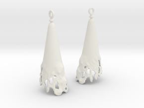 Corroded Cone Earrings in White Natural Versatile Plastic
