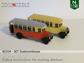 SET Stadtomnibusse (N 1:160) in Smooth Fine Detail Plastic
