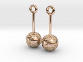 DeathStar earrings 8mm dimameter in 14k Rose Gold Plated Brass