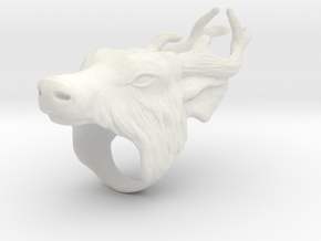 Buck Head Ring in White Natural Versatile Plastic: 8 / 56.75