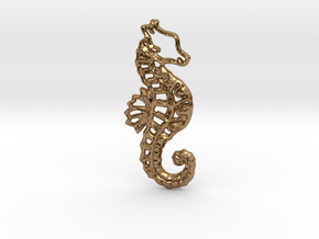 Seahorse Pendant in Natural Brass