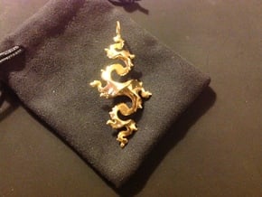 Dragon Pendant 6cm in 14k Gold Plated Brass