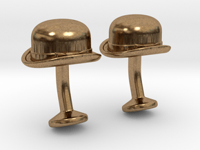 Bowler Hat Cufflinks in Natural Brass