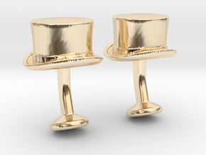 Top Hat Cufflinks in 14k Gold Plated Brass