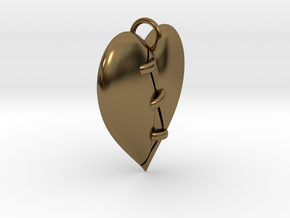 Patched Heart in Polished Bronze