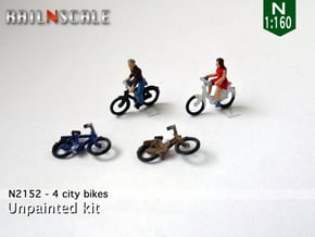 4 City-bikes (N 1:160) in Smoothest Fine Detail Plastic