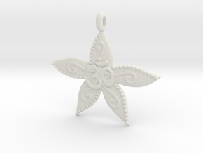 Starfish OM GOA Symbol Jewelry Necklace in White Natural Versatile Plastic