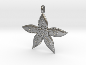 Starfish OM GOA Symbol Jewelry Necklace in Natural Silver