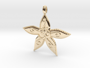 Starfish OM GOA Symbol Jewelry Necklace in 14K Yellow Gold