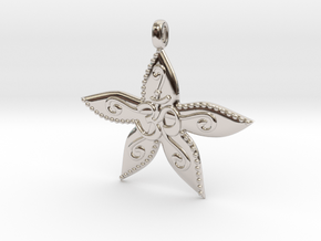 Starfish OM GOA Symbol Jewelry Necklace in Rhodium Plated Brass