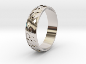 Ring "Ornament 2" in Rhodium Plated Brass