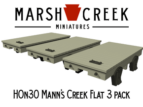 HOn30 Mann's Creek Flatcar 3 pack in Tan Fine Detail Plastic