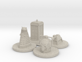 Monopoly type pawns Doctor Who in Natural Sandstone