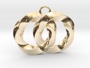Twisting Planets Pendant  in 14K Yellow Gold