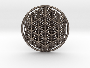 3d Flower Of Life in Polished Bronzed Silver Steel